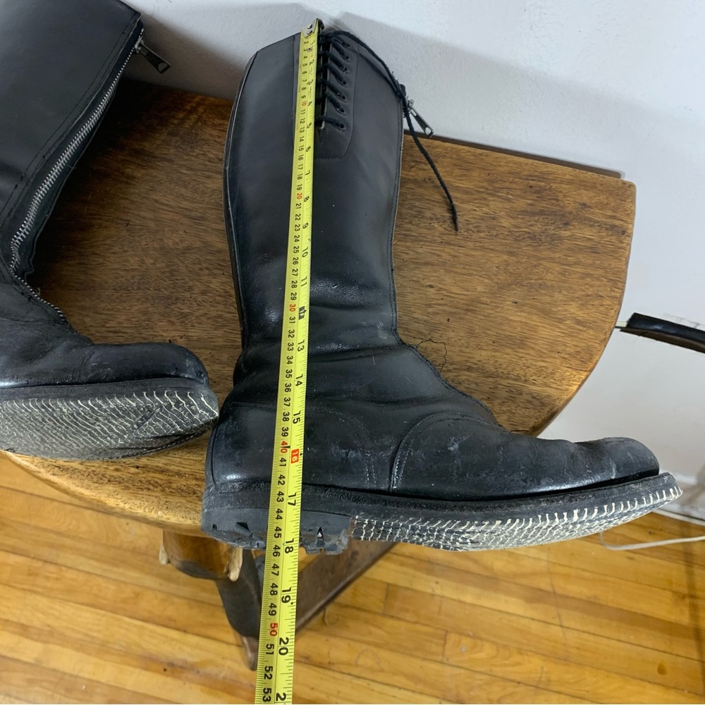 Vintage 70s hand made motorcycle , police  Steel toe leather boots - Picture 12 of 14